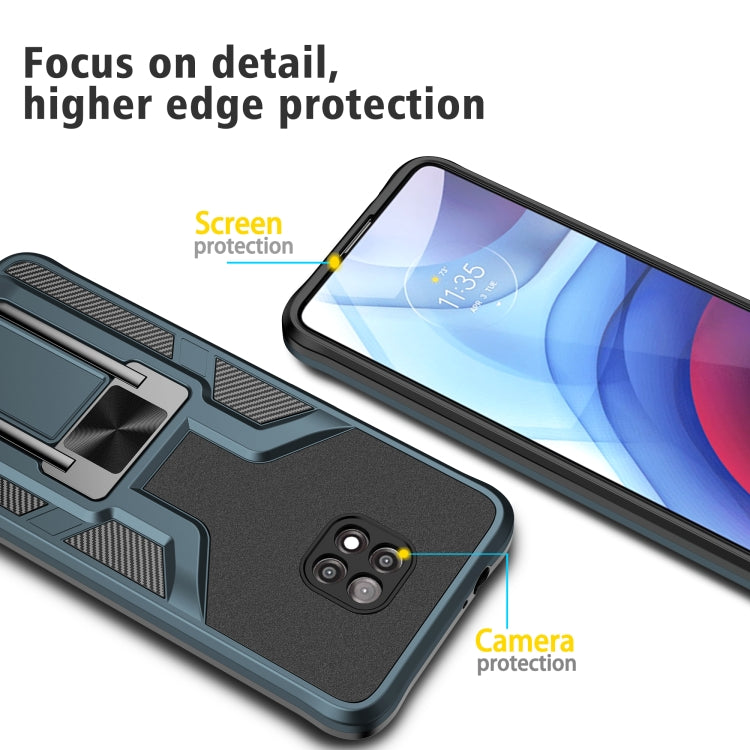For Motorola Moto G Power 2021 Armor 2 in 1 PC + TPU Magnetic Shockproof Case with Foldable Holder