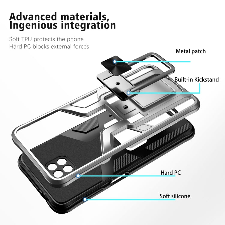 For Motorola Moto G Power 2021 Armor 2 in 1 PC + TPU Magnetic Shockproof Case with Foldable Holder