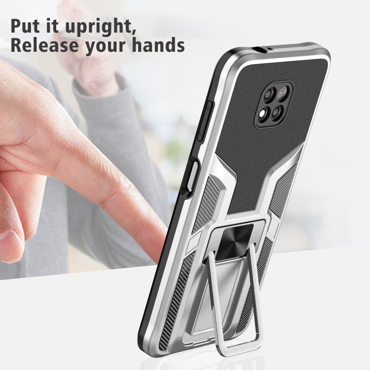 For Motorola Moto G Power 2021 Armor 2 in 1 PC + TPU Magnetic Shockproof Case with Foldable Holder