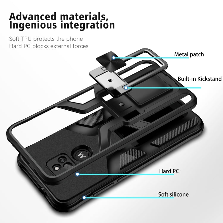 For Motorola Moto G Play 2021 Armor 2 in 1 PC + TPU Magnetic Shockproof Case with Foldable Holder