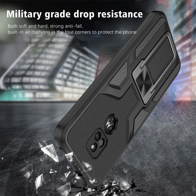 For Motorola Moto G Play 2021 Armor 2 in 1 PC + TPU Magnetic Shockproof Case with Foldable Holder