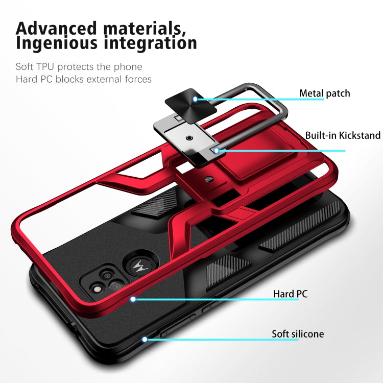 For Motorola Moto G Play 2021 Armor 2 in 1 PC + TPU Magnetic Shockproof Case with Foldable Holder