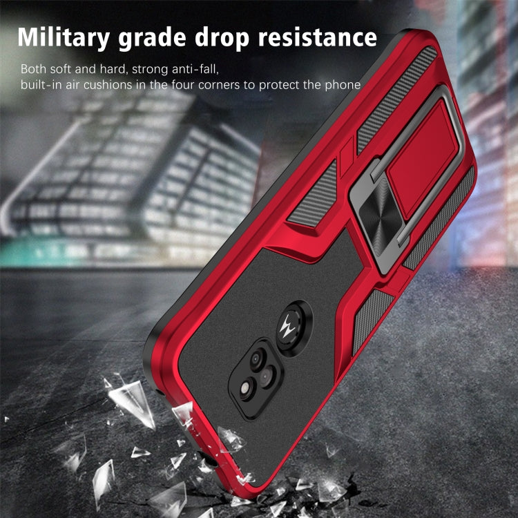 For Motorola Moto G Play 2021 Armor 2 in 1 PC + TPU Magnetic Shockproof Case with Foldable Holder