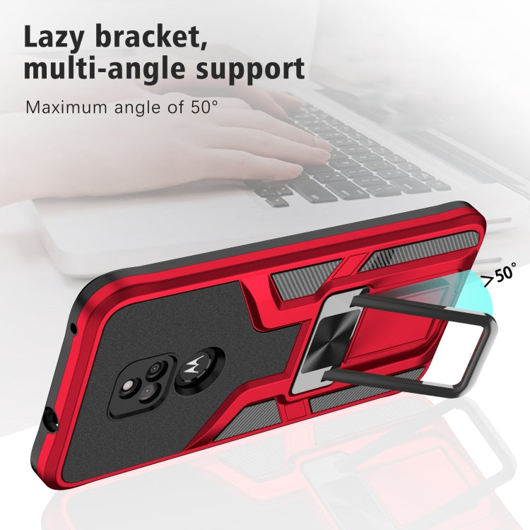 For Motorola Moto G Play 2021 Armor 2 in 1 PC + TPU Magnetic Shockproof Case with Foldable Holder