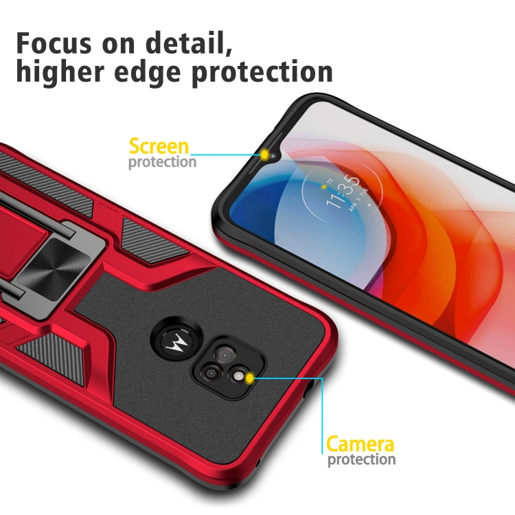 For Motorola Moto G Play 2021 Armor 2 in 1 PC + TPU Magnetic Shockproof Case with Foldable Holder