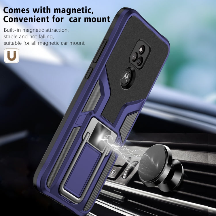For Motorola Moto G Play 2021 Armor 2 in 1 PC + TPU Magnetic Shockproof Case with Foldable Holder