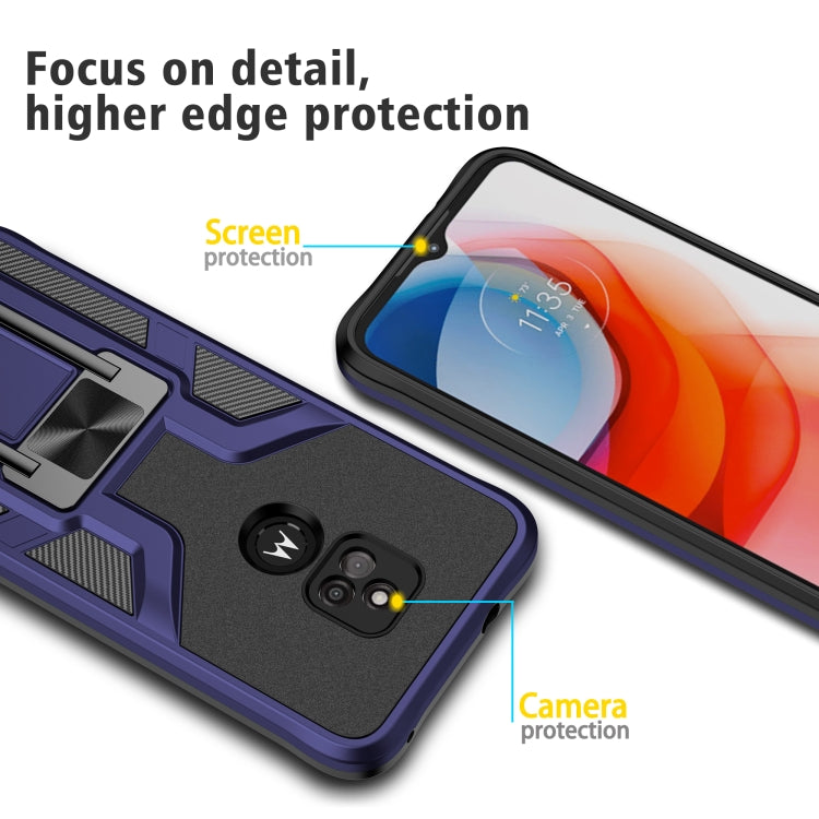 For Motorola Moto G Play 2021 Armor 2 in 1 PC + TPU Magnetic Shockproof Case with Foldable Holder