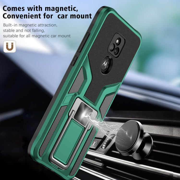 For Motorola Moto G Play 2021 Armor 2 in 1 PC + TPU Magnetic Shockproof Case with Foldable Holder