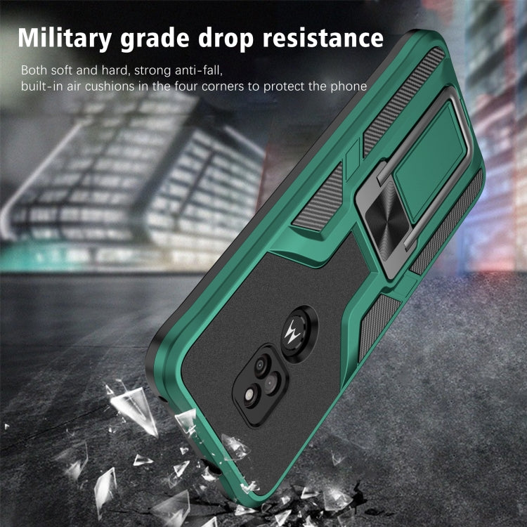 For Motorola Moto G Play 2021 Armor 2 in 1 PC + TPU Magnetic Shockproof Case with Foldable Holder