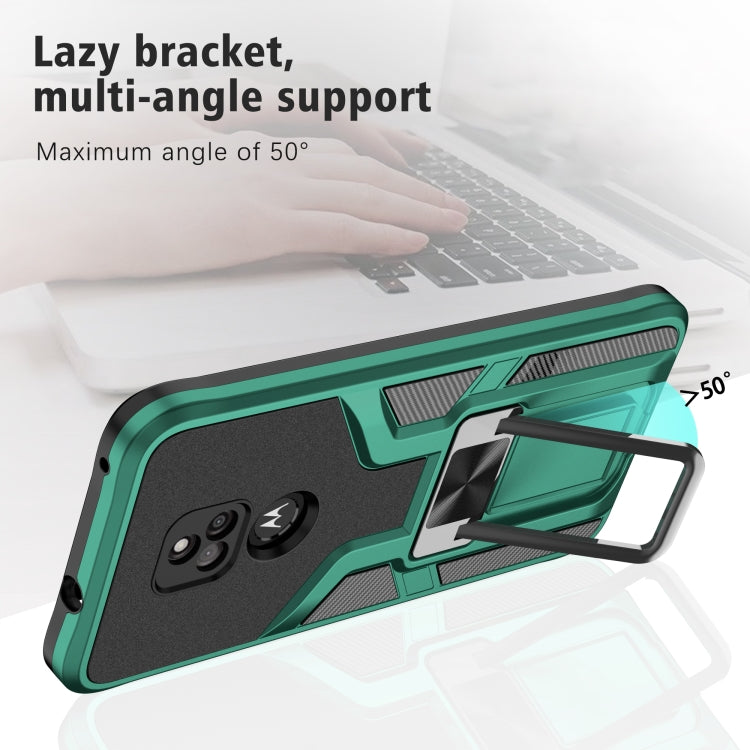 For Motorola Moto G Play 2021 Armor 2 in 1 PC + TPU Magnetic Shockproof Case with Foldable Holder