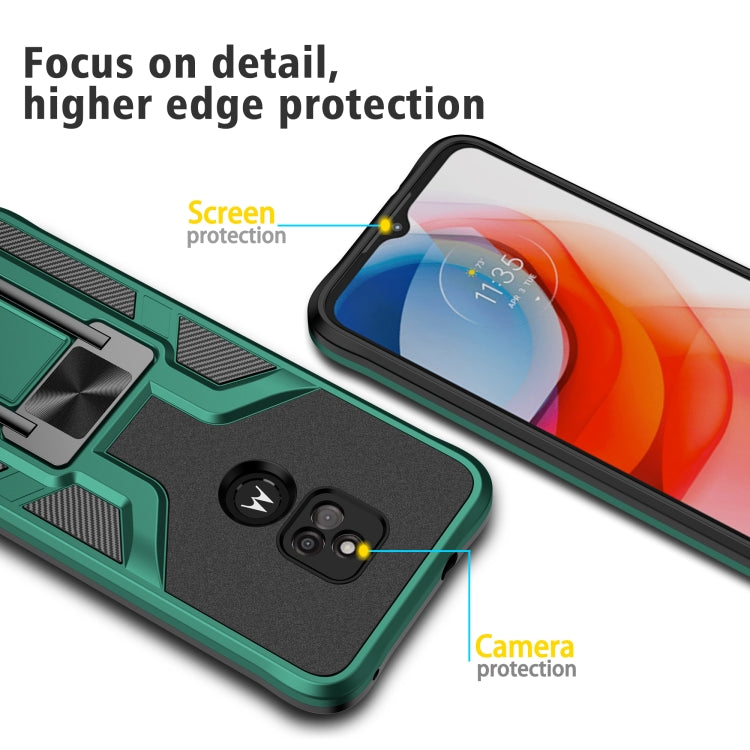 For Motorola Moto G Play 2021 Armor 2 in 1 PC + TPU Magnetic Shockproof Case with Foldable Holder