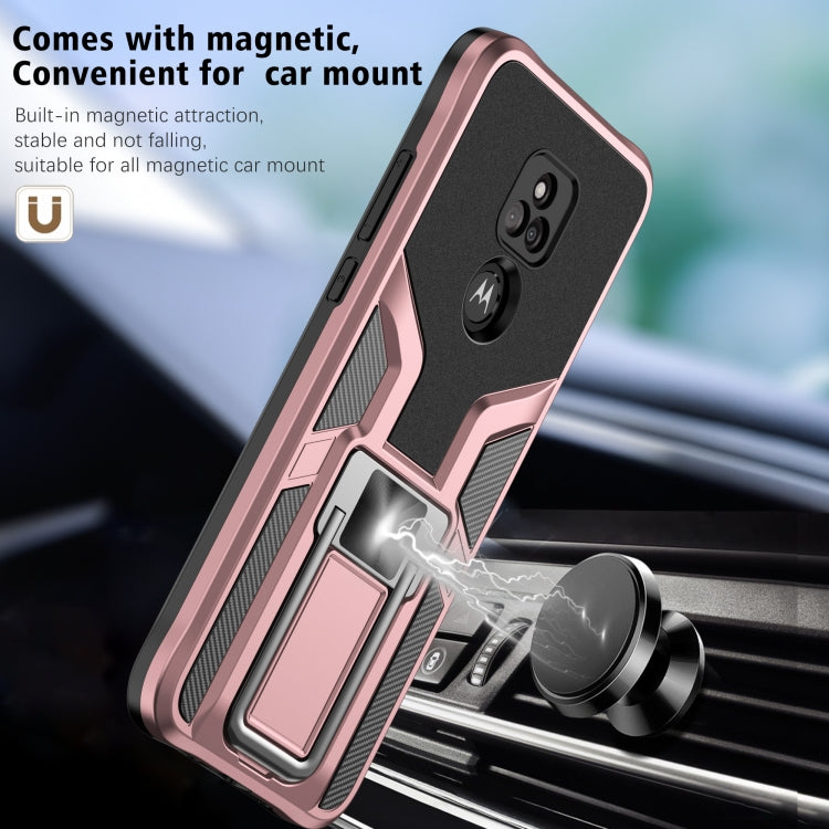 For Motorola Moto G Play 2021 Armor 2 in 1 PC + TPU Magnetic Shockproof Case with Foldable Holder