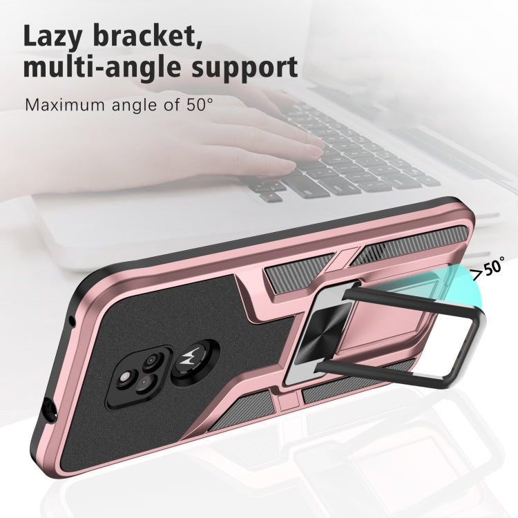 For Motorola Moto G Play 2021 Armor 2 in 1 PC + TPU Magnetic Shockproof Case with Foldable Holder