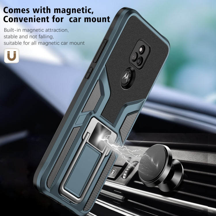 For Motorola Moto G Play 2021 Armor 2 in 1 PC + TPU Magnetic Shockproof Case with Foldable Holder