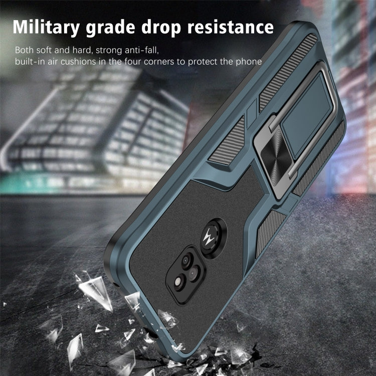 For Motorola Moto G Play 2021 Armor 2 in 1 PC + TPU Magnetic Shockproof Case with Foldable Holder