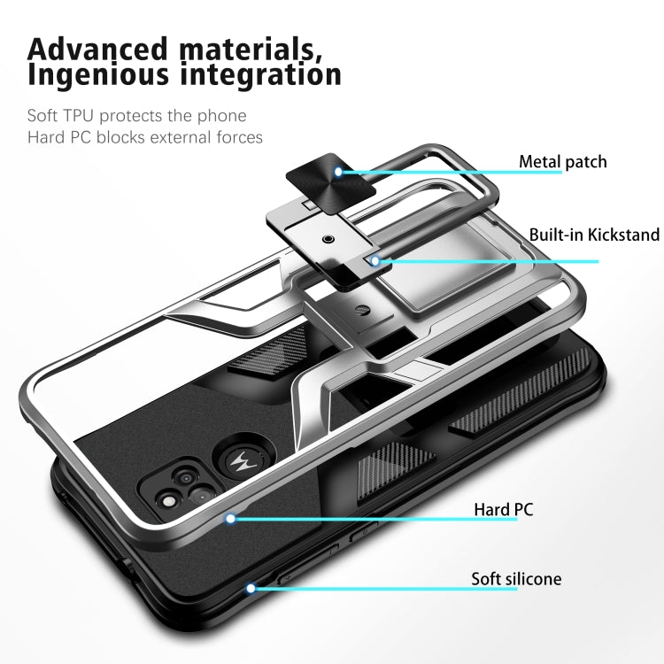 For Motorola Moto G Play 2021 Armor 2 in 1 PC + TPU Magnetic Shockproof Case with Foldable Holder