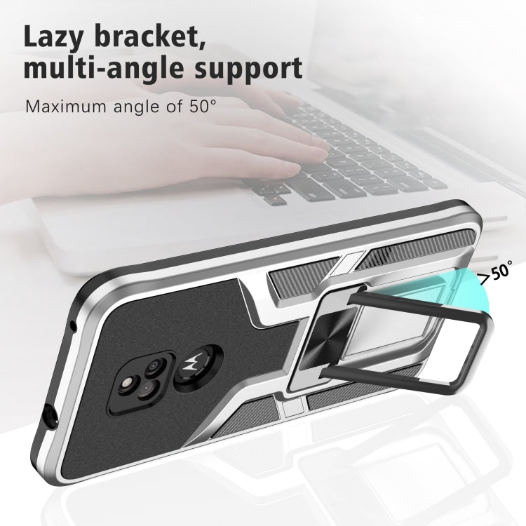 For Motorola Moto G Play 2021 Armor 2 in 1 PC + TPU Magnetic Shockproof Case with Foldable Holder