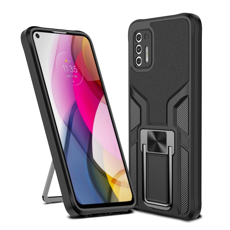 For Motorola Moto G Stylus 2021 Armor 2 in 1 PC + TPU Magnetic Shockproof Case with Foldable Holder