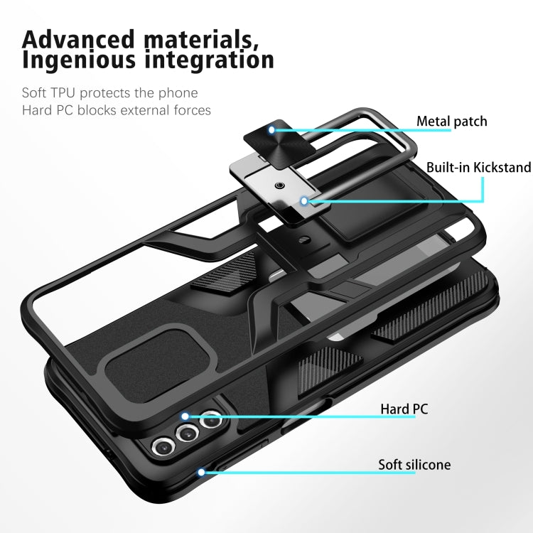 For Motorola Moto G Stylus 2021 Armor 2 in 1 PC + TPU Magnetic Shockproof Case with Foldable Holder