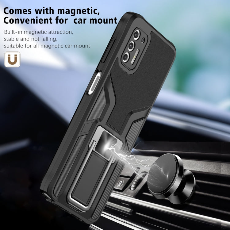 For Motorola Moto G Stylus 2021 Armor 2 in 1 PC + TPU Magnetic Shockproof Case with Foldable Holder
