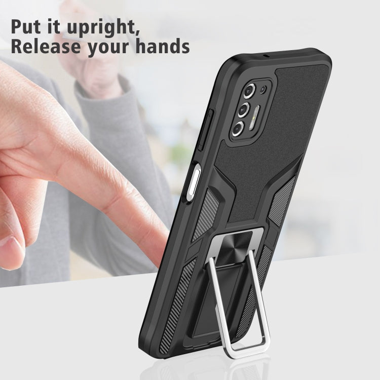 For Motorola Moto G Stylus 2021 Armor 2 in 1 PC + TPU Magnetic Shockproof Case with Foldable Holder