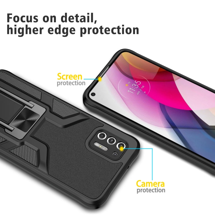 For Motorola Moto G Stylus 2021 Armor 2 in 1 PC + TPU Magnetic Shockproof Case with Foldable Holder