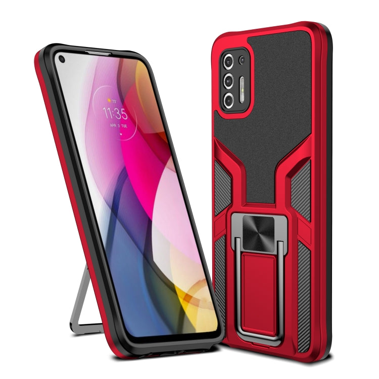 For Motorola Moto G Stylus 2021 Armor 2 in 1 PC + TPU Magnetic Shockproof Case with Foldable Holder