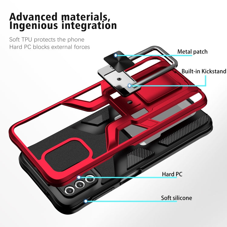 For Motorola Moto G Stylus 2021 Armor 2 in 1 PC + TPU Magnetic Shockproof Case with Foldable Holder