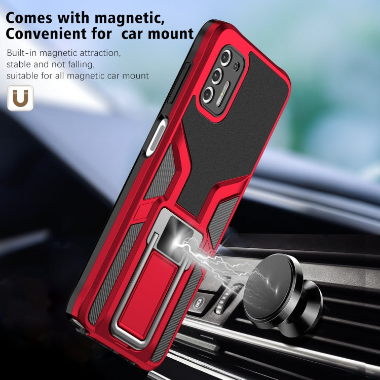 For Motorola Moto G Stylus 2021 Armor 2 in 1 PC + TPU Magnetic Shockproof Case with Foldable Holder