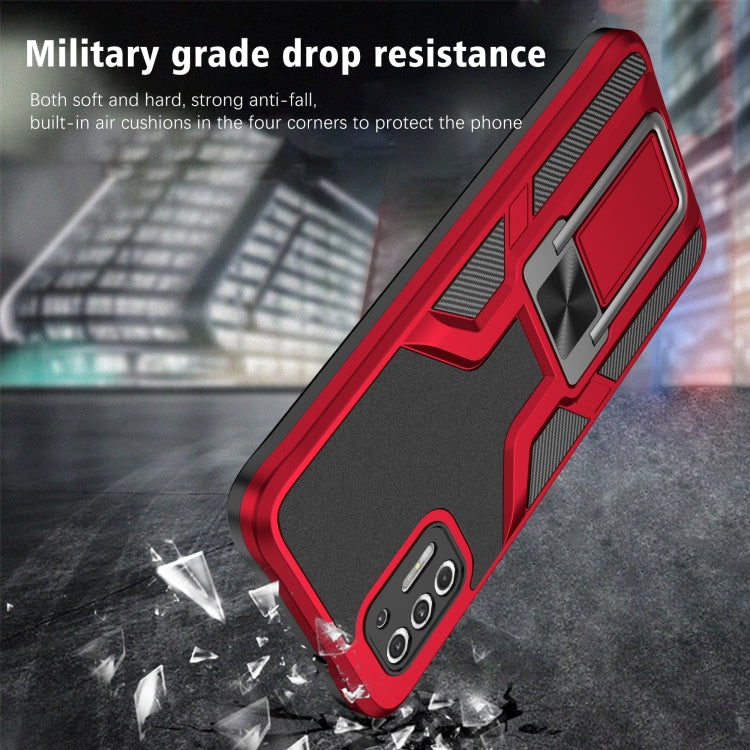 For Motorola Moto G Stylus 2021 Armor 2 in 1 PC + TPU Magnetic Shockproof Case with Foldable Holder