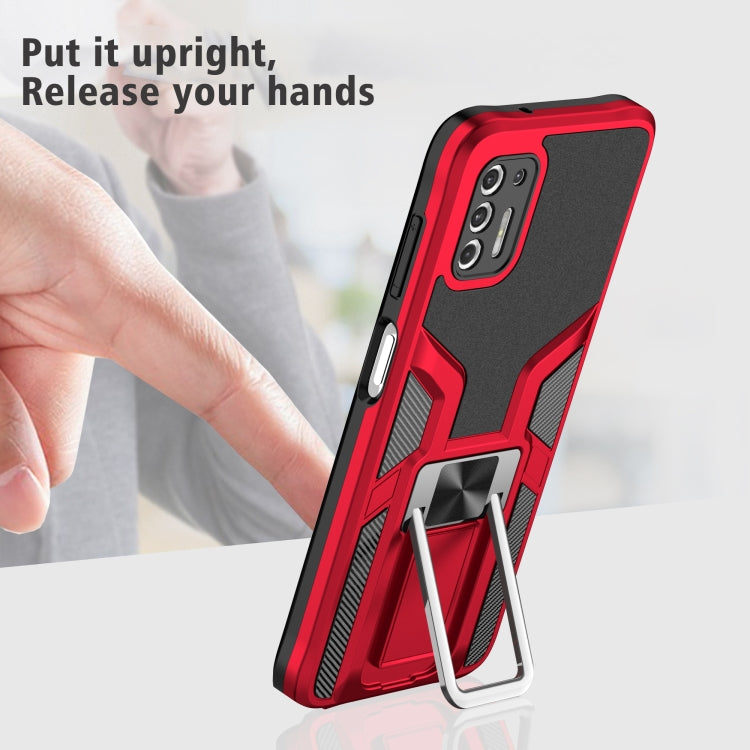 For Motorola Moto G Stylus 2021 Armor 2 in 1 PC + TPU Magnetic Shockproof Case with Foldable Holder