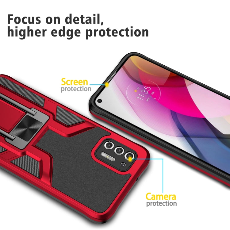 For Motorola Moto G Stylus 2021 Armor 2 in 1 PC + TPU Magnetic Shockproof Case with Foldable Holder