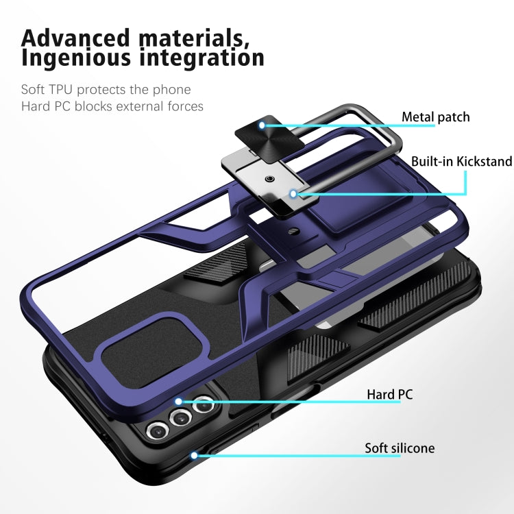 For Motorola Moto G Stylus 2021 Armor 2 in 1 PC + TPU Magnetic Shockproof Case with Foldable Holder