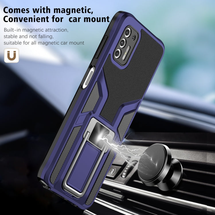 For Motorola Moto G Stylus 2021 Armor 2 in 1 PC + TPU Magnetic Shockproof Case with Foldable Holder