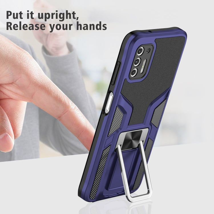 For Motorola Moto G Stylus 2021 Armor 2 in 1 PC + TPU Magnetic Shockproof Case with Foldable Holder
