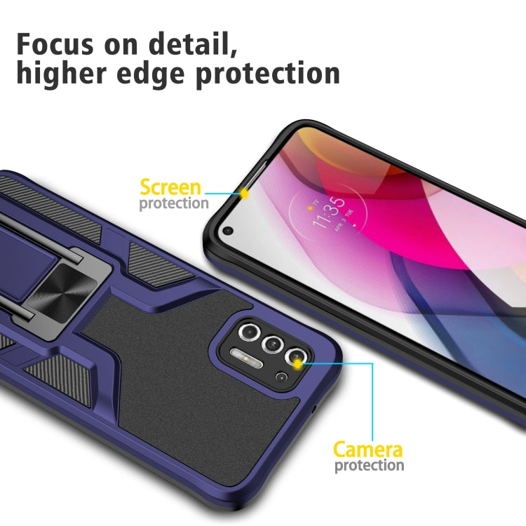 For Motorola Moto G Stylus 2021 Armor 2 in 1 PC + TPU Magnetic Shockproof Case with Foldable Holder