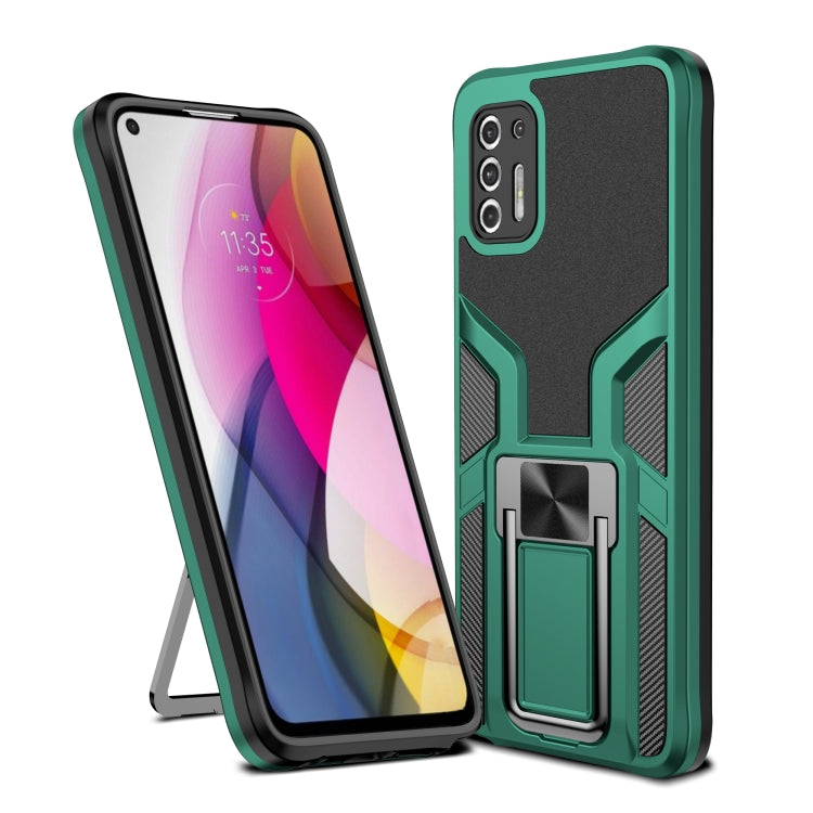For Motorola Moto G Stylus 2021 Armor 2 in 1 PC + TPU Magnetic Shockproof Case with Foldable Holder