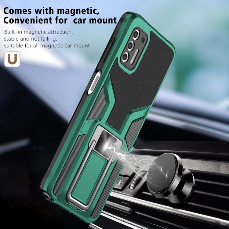 For Motorola Moto G Stylus 2021 Armor 2 in 1 PC + TPU Magnetic Shockproof Case with Foldable Holder