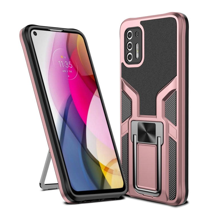 For Motorola Moto G Stylus 2021 Armor 2 in 1 PC + TPU Magnetic Shockproof Case with Foldable Holder