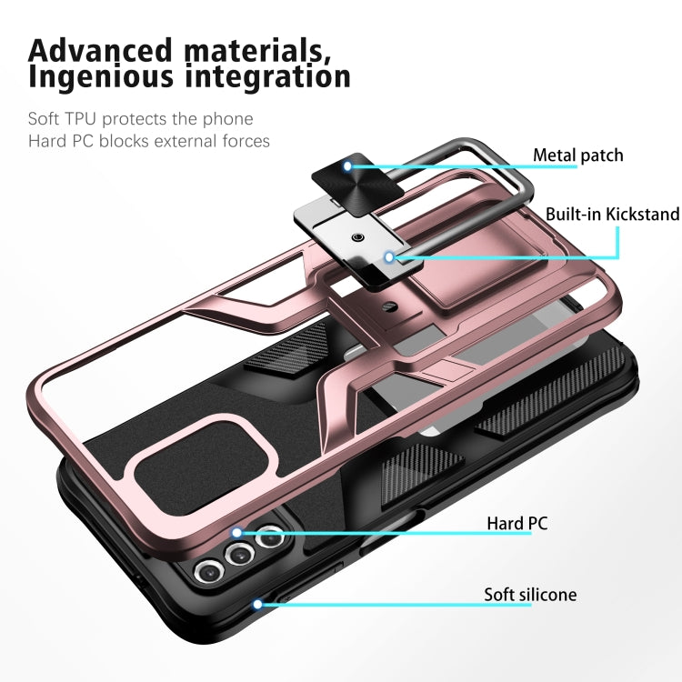 For Motorola Moto G Stylus 2021 Armor 2 in 1 PC + TPU Magnetic Shockproof Case with Foldable Holder