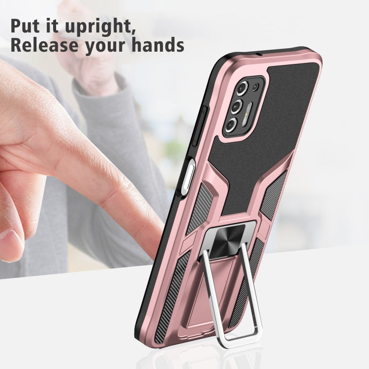 For Motorola Moto G Stylus 2021 Armor 2 in 1 PC + TPU Magnetic Shockproof Case with Foldable Holder