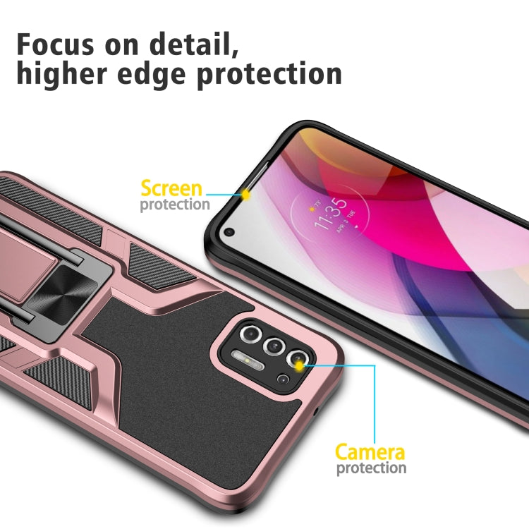 For Motorola Moto G Stylus 2021 Armor 2 in 1 PC + TPU Magnetic Shockproof Case with Foldable Holder