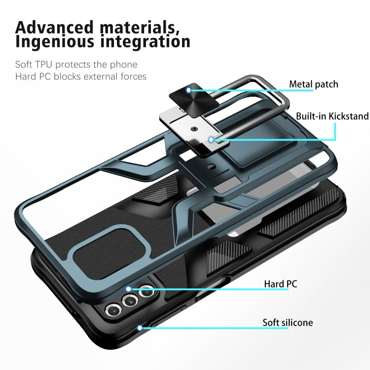 For Motorola Moto G Stylus 2021 Armor 2 in 1 PC + TPU Magnetic Shockproof Case with Foldable Holder