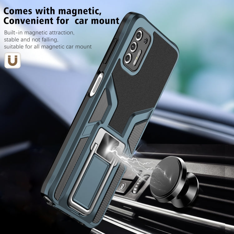 For Motorola Moto G Stylus 2021 Armor 2 in 1 PC + TPU Magnetic Shockproof Case with Foldable Holder