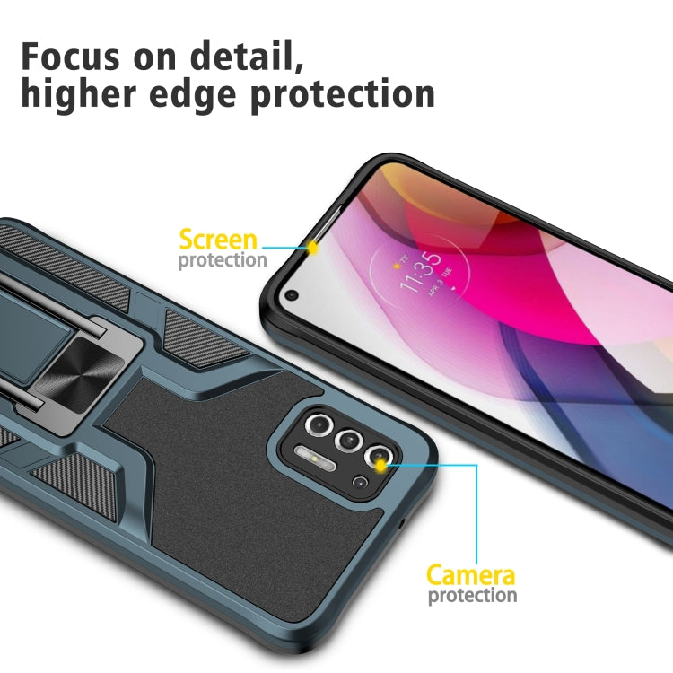For Motorola Moto G Stylus 2021 Armor 2 in 1 PC + TPU Magnetic Shockproof Case with Foldable Holder