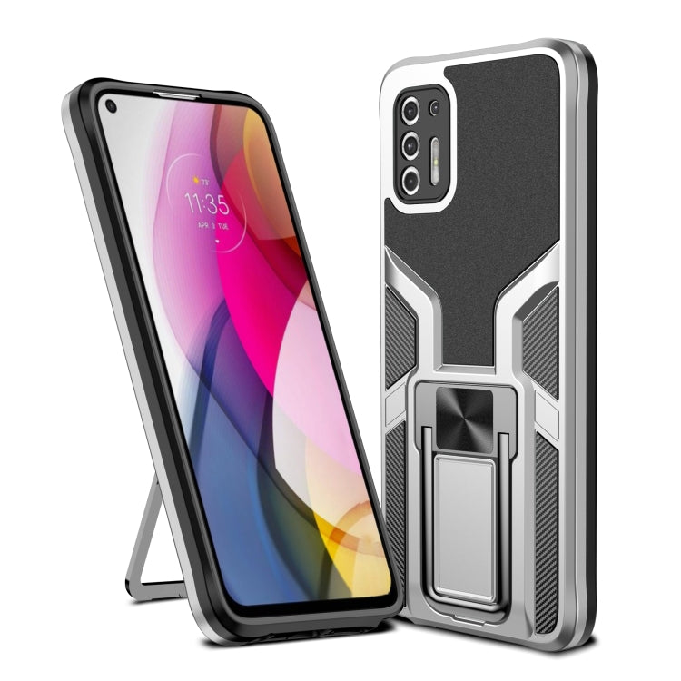 For Motorola Moto G Stylus 2021 Armor 2 in 1 PC + TPU Magnetic Shockproof Case with Foldable Holder