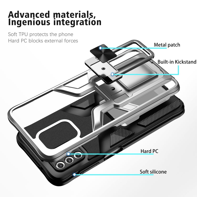 For Motorola Moto G Stylus 2021 Armor 2 in 1 PC + TPU Magnetic Shockproof Case with Foldable Holder