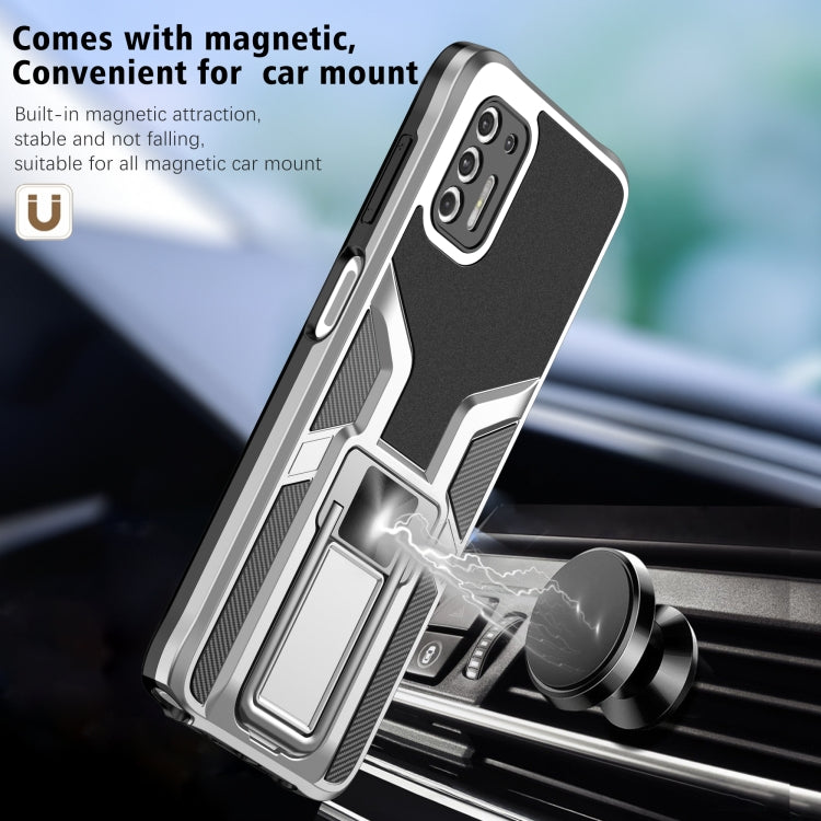 For Motorola Moto G Stylus 2021 Armor 2 in 1 PC + TPU Magnetic Shockproof Case with Foldable Holder