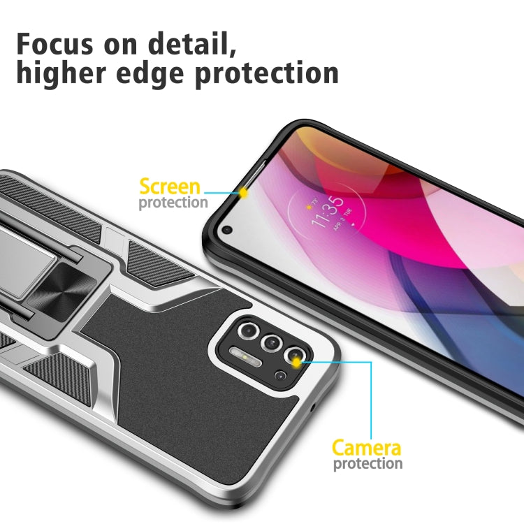For Motorola Moto G Stylus 2021 Armor 2 in 1 PC + TPU Magnetic Shockproof Case with Foldable Holder