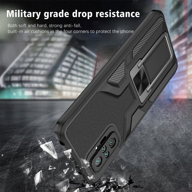 For Xiaomi Redmi Note 10 Pro Armor 2 in 1 PC + TPU Magnetic Shockproof Case with Foldable Holder